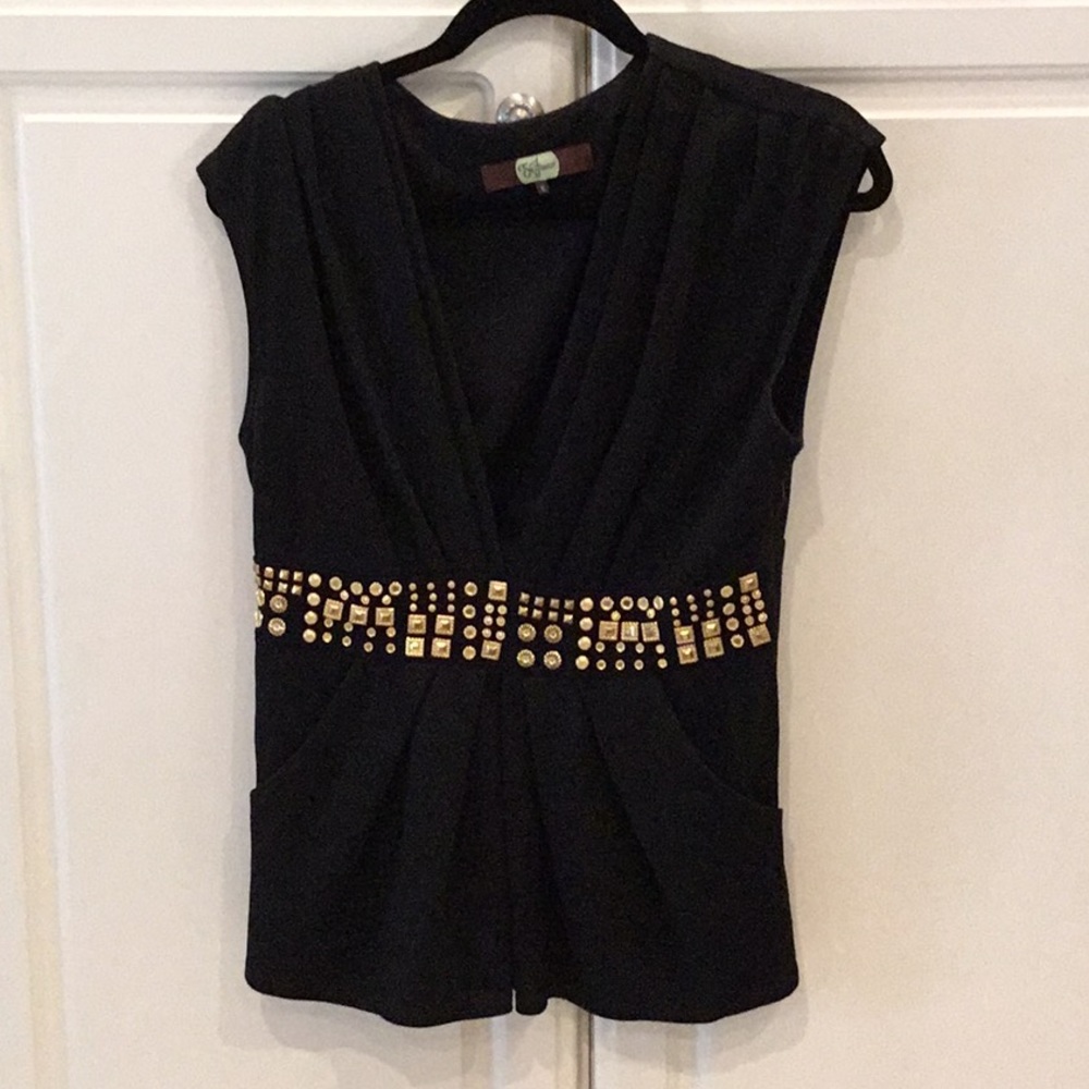 Eva Franco Black Vintage Top w/ Gold Studs